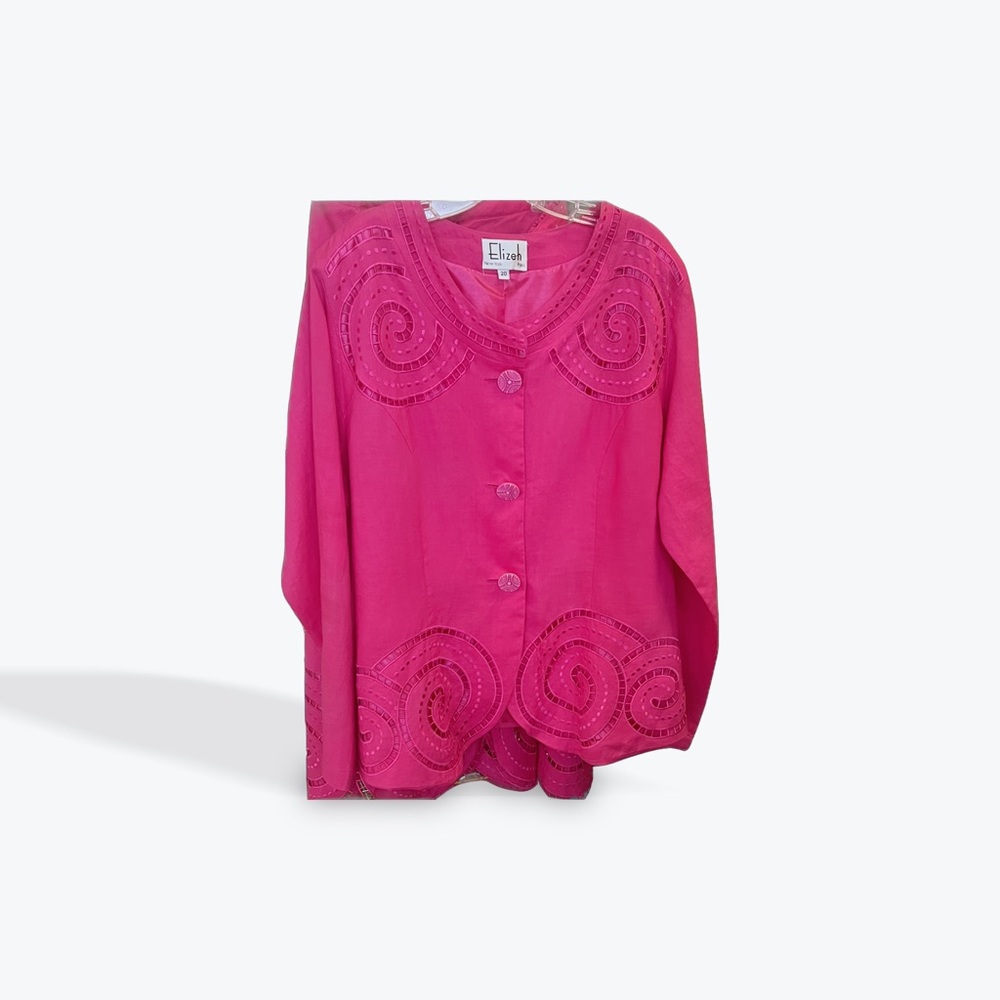 Elizeh New York and Paris Elegant Pink Blouse with Intricate Detailing